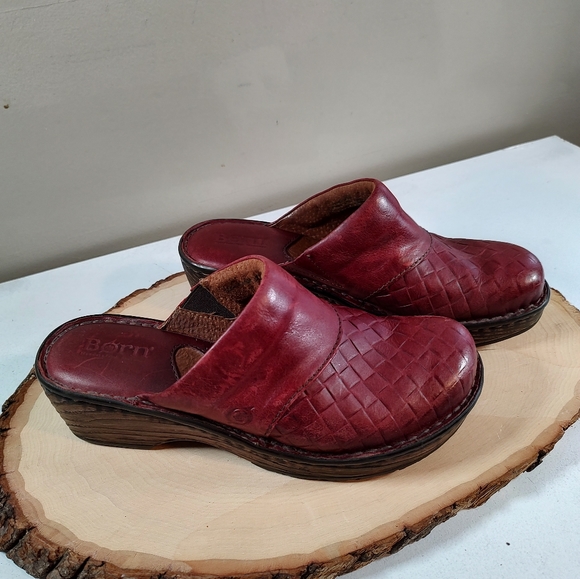Born Leather slides mules clogs wine made in Mexico women's Size 6.5 - Picture 5 of 14